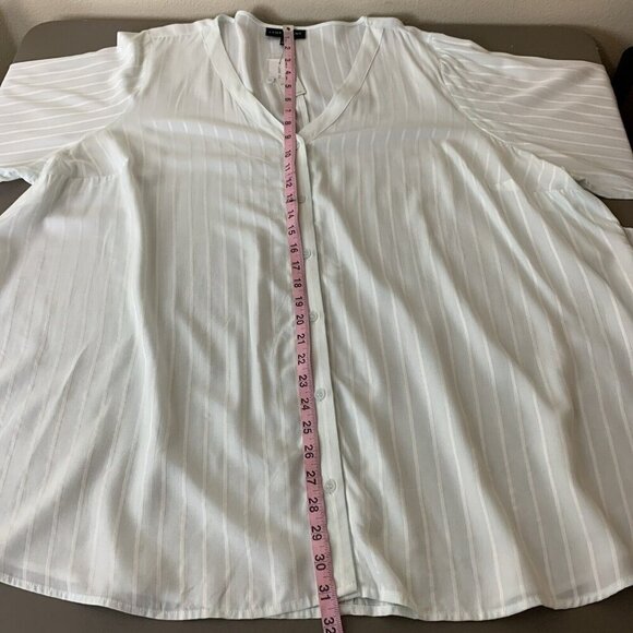 Lane Bryant Womens Top 22 24 Long Sleeve Wrap Tie Green Rayon Stripe NEW Shirt - Picture 14 of 16